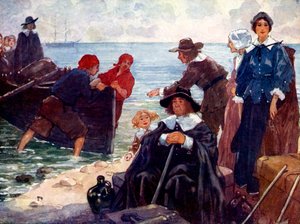 Una Banda de Exiliados Amarra su Barco en la Salvaje Costa de Nueva Inglaterra, 1620, 1905 de A. S. Forrest