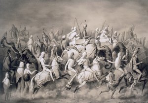 Chir Singh, Maharajá de los Sijs y Rey del Punjab con su séquito cazando cerca de Lahore, 1859