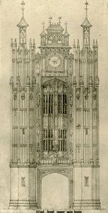 Dibujo arquitectónico: fachada oeste de la casa de la puerta interior, 1833-1834, 1906