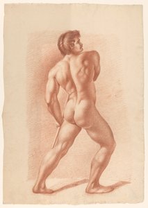 Desnudo masculino de pie, visto desde atrás