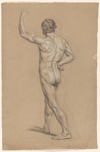 Desnudo masculino de pie, visto desde atrás