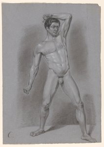 Desnudo masculino de pie, visto de frente de A. Waterloo (attributed to)