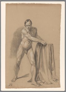 Desnudo masculino de pie, visto de frente de A. Waterloo (attributed to)