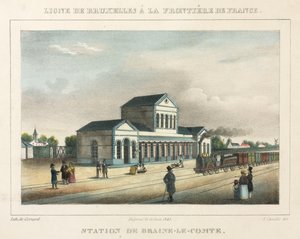Estación de Braine-le-Comte, Bélgica (grabado por Gerard) de A. after Canelle
