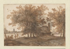 Paisaje con una casa entre árboles de Aarnout ter Himpel