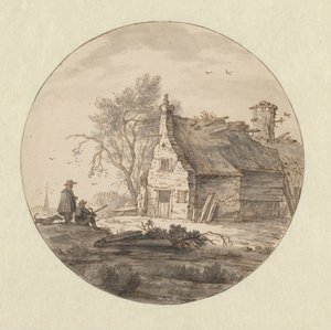 Una granja en ruinas con un dibujante de Aarnout ter Himpel