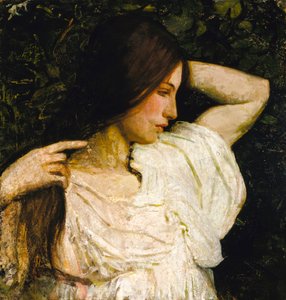 Chica arreglándose el pelo de Abbott Handerson Thayer