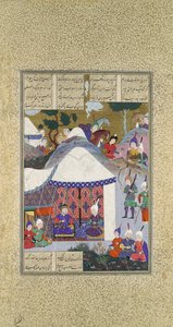 Zal cuestiona las intenciones de Sam con respecto a la Casa de Mihrab, Folio 81v de 