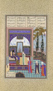 Siyavush acusado por Sudaba ante Kai Kavus, Folio 163v