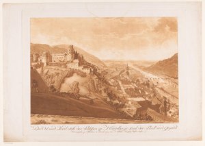 Vista del lado noreste de Heidelberg con el castillo de Heidelberg a la izquierda
El lado este y norte del castillo de Heidelberg junto con la ciudad y la zona (título en el objeto)