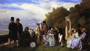 La emperatriz Eugenia y su corte en Biarritz, 1861 de Abel de Pujol