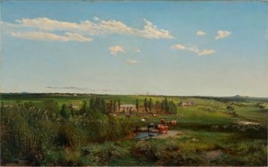 ""Le domaine de Mount Fyans en Australie"" (Granja de Mount Fyans) Peinture de Louis Buvelot (1814-1888) - 1869 - Óleo sobre lienzo Dim 58,6x95,3 cm Galería Nacional de Australia, Canberra