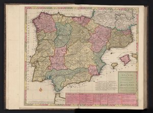 Mapa de España y Portugal Way-Pointer of the Military Tours in Spain and Portugal / Theatrum Martis in Hispania et Portugallia (título sobre objeto) de Abraham Allard