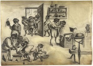 Peluquería con monos, c. 1720 de Abraham Bastiaensz.