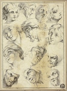 13 Bocetos de rostros diversos de Abraham Bloemaert