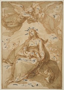 Madonna con el Niño, coronada por ángeles de Abraham Bloemaert
