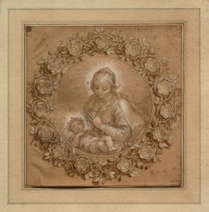 Madonna con niño Jesús en un tondo de Abraham Bloemaert