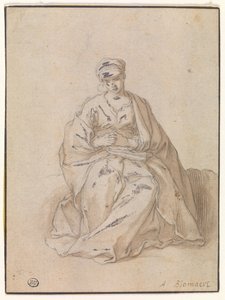 María, sentada con un libro de Abraham Bloemaert