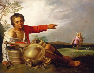 Pastor señalando a Tobías y el ángel de Abraham Bloemaert