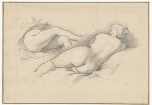 Estudios de un desnudo femenino recostado de Abraham Bloemaert