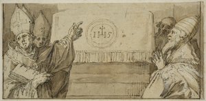 Los cuatro Padres de la Iglesia latina ante un altar de Abraham Bloemaert