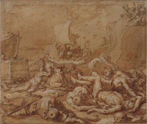 Teágenes y Cariclea después del naufragio de Abraham Bloemaert