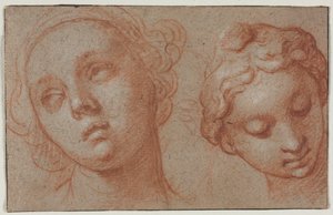 Dos Cabezas Femeninas, primera mitad del siglo XVII de Abraham Bloemaert