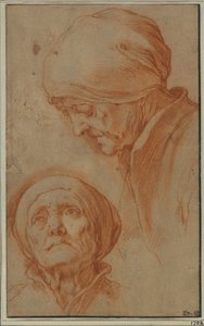 Dos estudios de la cabeza de una anciana de Abraham Bloemaert