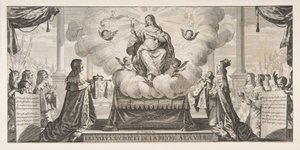 Almanaque de 1639: Luis XIII y Ana de Austria confiando el reino y el príncipe, 1639 de Abraham Bosse