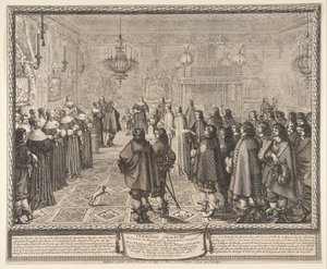 Ceremonia del contrato de matrimonio entre Wladyslaw IV, Rey de Polonia, y Marie Louis..., 1645 de Abraham Bosse