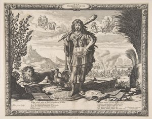 Declaración de guerra a España por Luis XIII: El rey como Hércules, ca. 1635 de Abraham Bosse