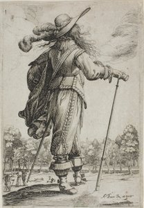 Hombre con bastón, visto desde atrás, del Jardín de la nobleza francesa de Abraham Bosse