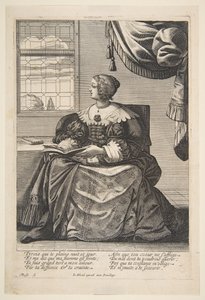 Mujer Sentada Sosteniendo un Libro y Cantando, mediados a finales del siglo XVII de Abraham Bosse