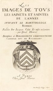 Página de título para "El calendario de los santos" de Callot de Abraham Bosse