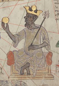 Detalle del Atlas Catalán, Hoja 6, mostrando a Mansa Musa entronizado, 1375 de Abraham Cresques