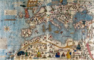 Mapa catalán del continente europeo con el Atlántico y el Mediterráneo de Abraham and Cresques Jehuda Cresques