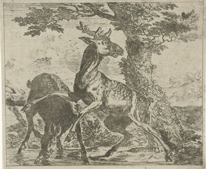 ciervo sorprendente Diferentes animales (título de la serie) de Abraham Danielsz. Hondius