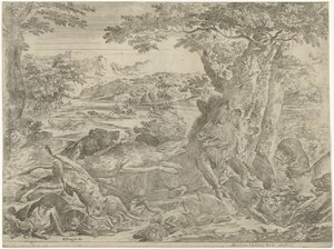 Jabalí atacado por perros de Abraham Danielsz. Hondius