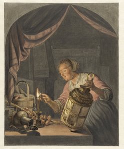 Chica, encendiendo una linterna