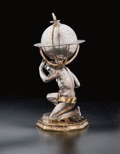 Dos globos terráqueos y celestes excepcionales, sostenidos por Hércules y Atlas, Augsburgo, 1697-99 de Abraham Drentwett