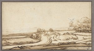 Paisaje ondulado con carretera y casa al borde del bosque