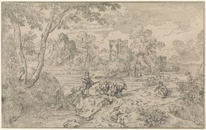 Paisaje arcádico con cabrero de Abraham Genoels
