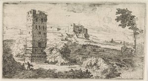 Paisaje con torre cuadrada de Abraham Genoels