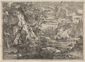 Camino a través de una roca Paisajes arcádicos (título de la serie) de Abraham Genoels