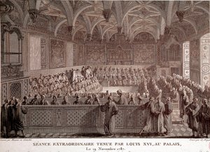 Primera de la Revolución Francesa: Sesión extraordinaria celebrada por Luis XVI (1754-1793) en el Palacio de Versalles, 19 de noviembre de Abraham Girardet