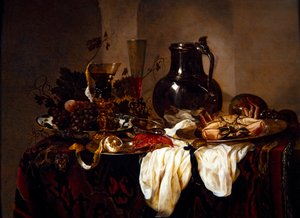 Bodegón con jarra y crustáceos de Abraham Hendricksz van Beyeren