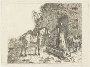 Caballo frente a una posada