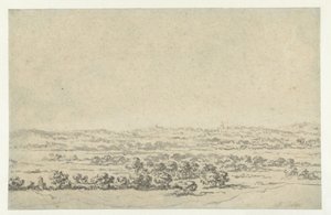 Paisaje fluvial, con una torre en la distancia de Abraham Jansz Begeyn