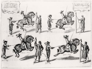 Ilustración de un Manual de Equitación, grabado por Peeter Clouwet (1629-70), 1658 de Abraham Jansz. van after Diepenbeeck