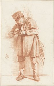 Hombre de pie con una pipa y un manojo de ramas de Abraham Johannes Ruytenschildt